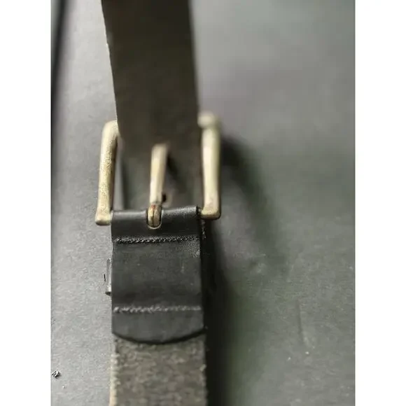 Vtg, Calvin Klein Womens Leather Belt Logo Black Made In Italy Large Casual Y2K